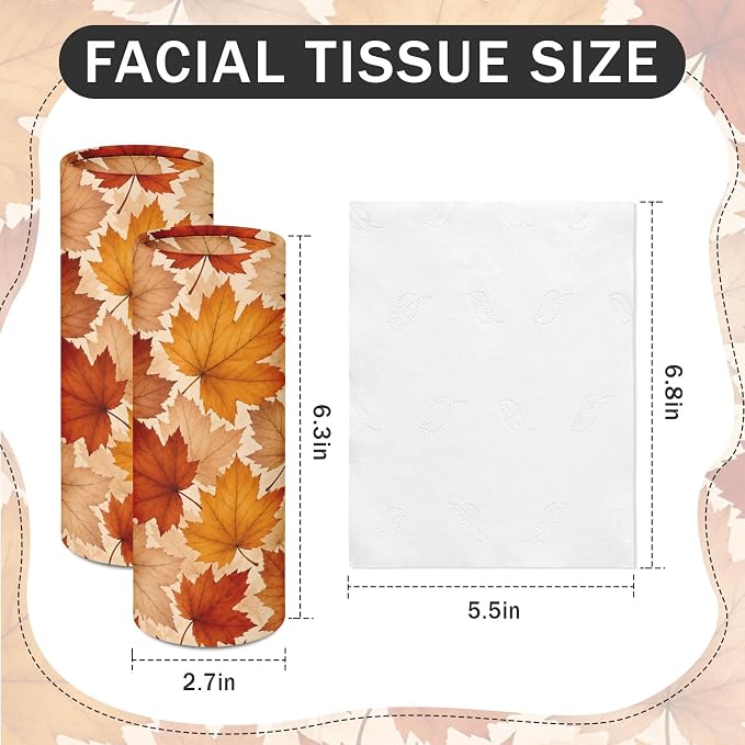 Arttown Car Tissue Holder for Cup Holder Fall Facial Tissues 12 Pack | Pumpkin Bulk 3-Ply,Refillable Marble Print Cylinder Tissue Boxes,Fit Car Home Office School (600 Sheets Total,50 Sheets Each) - Image 2