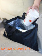 Ginsco New Leak-Proof Travel Car Trash Bag, 3.5 Gallons Large Capacity Hanging Car Trash Can with Hook and Loop Lid and Handle, Multipurpose Trash Bin with Storage Pockets for SUV RV Camping (Black) - Image 3