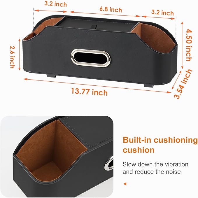 Car Seat Back Cup Holder, 4-in-1 Multifunctional Backseat Organizer with Tissue Box Storage & Hooks (Black) - Image 6
