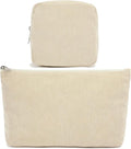 Fammart Corduroy Makeup Bag, Travel Cosmetic Bag Organizer Toiletry Bag Make Up Bags with Zipper & Compartments for Women Girls, 2PCS by Fammart