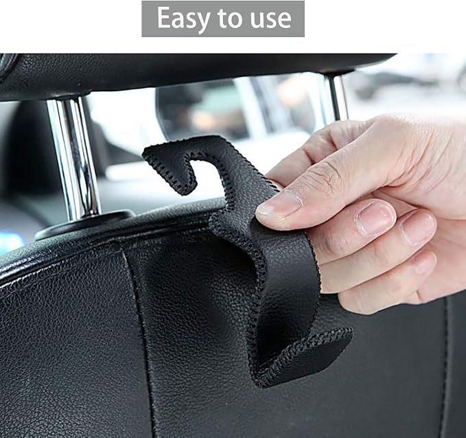 AMVOYOA Car Headrest Hook, Leather Vehicle Back Seat Hanger Storage for Purse Groceries Bag and More, Black&Red, Pack of 2 - Image 7