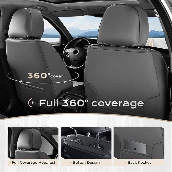 Coverado Car Seat Covers, Front Covers for Cars, Car Seat Cover Front Seats, Automotive Seat Cover, Waterproof, Leather Car Seat Cushion, Universal Interior Covers Seat Protectors for Most Cars - Image 4