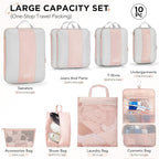 10 Set Compression Packing Cubes for Travel Gifts Mom Women,OlarHike Luggage Clothes Garment Bags for Travelers,Airplane/Cruise/Car Travel Essentials,Compressible Expandable Saver Space Bags(Beige) - Image 2
