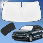Sun Shade Sunshade for VW Jetta 2011-2018 Windshield Cover | 4-Layer Front Window Shade Custom fit Volkswagen Jetta Sun Visor 240T Foldable Shade Shield Blocks UV Rays Accessories by ZOIBVCARSUNSHADE
