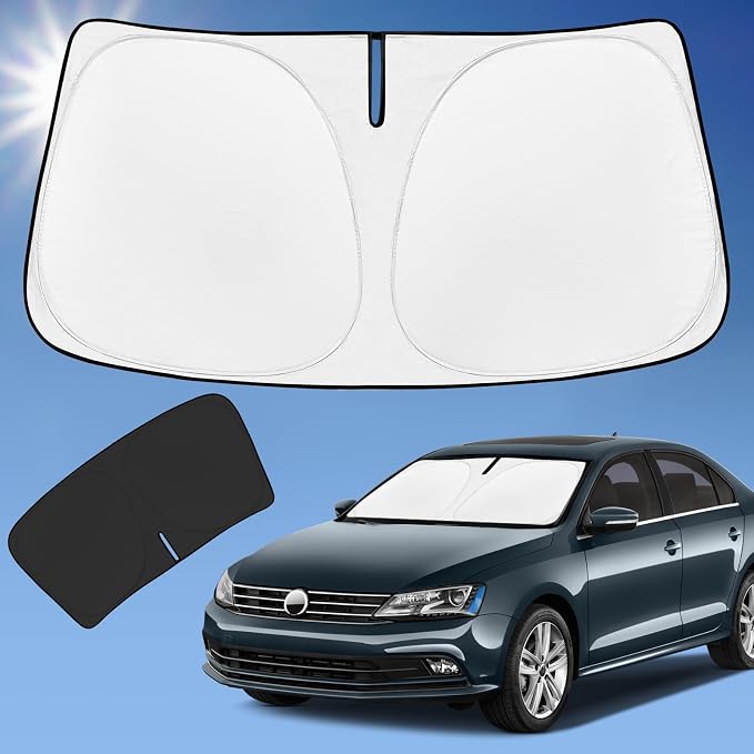 Sun Shade Sunshade for VW Jetta 2011-2018 Windshield Cover | 4-Layer Front Window Shade Custom fit Volkswagen Jetta Sun Visor 240T Foldable Shade Shield Blocks UV Rays Accessories by ZOIBVCARSUNSHADE