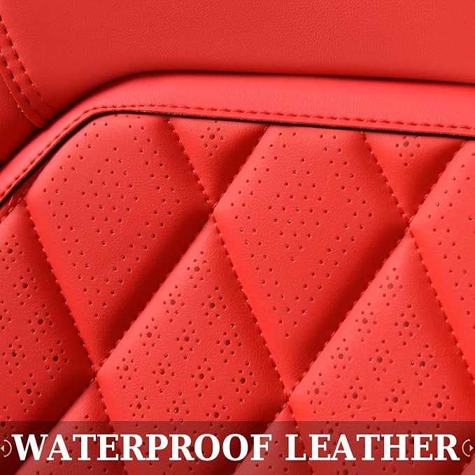 Coverado Leather Seat Covers, Car Seat Cover Front Seats, Waterproof Seat Covers, Luxury Faux Leather Car Seat Protectors, Red Car Seat Cover, Automotive Seat Covers Universal Fit for Most Cars - Image 4