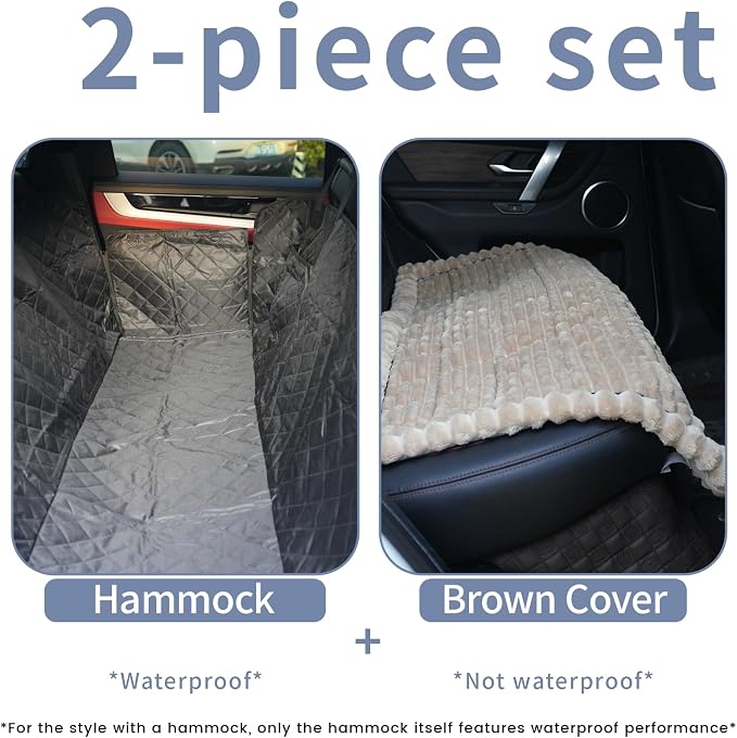 Dog Car Seat Cover 2 Piece Seat Waterproof Hammock and Brown Cover | Scratch Proof Nonslip Back Seat Pet Bed Mat for Travel Durable Soft Back Seat Covers for Cars Trucks and SUVs - Image 8