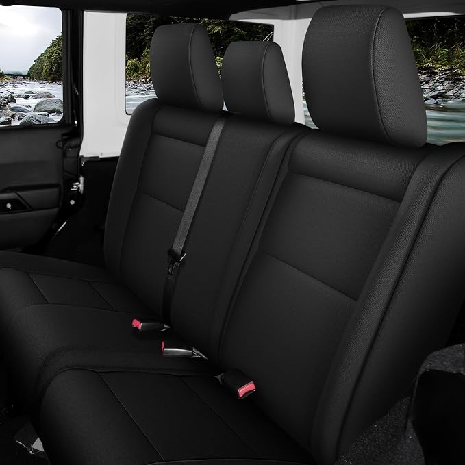 GIANT PANDA Neoprene Seat Covers for Jeep Wrangler JK 4-Door (2011-2012), Neoprene UV&Waterproof, Foam Padded, Front & Rear Seat Covers(Black) - Image 8