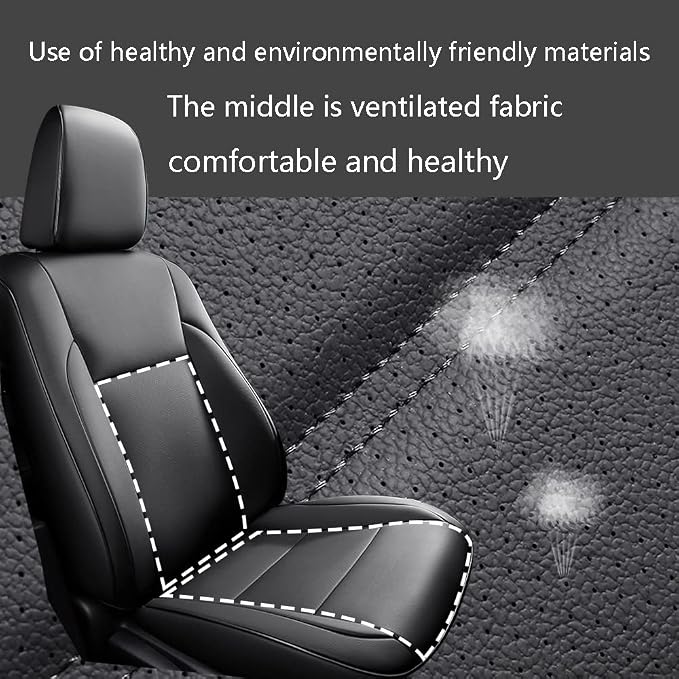 CocheFamilia Custom Fit CRV Seat Covers for Select Honda CRV 2015 2016 -Full Set, Leather (Black, 2015-2016 CRV) - Image 3