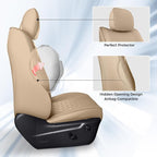 Huidasource Upgrade Grand Cherokee Seat Covers, Full Coverage Waterproof Leather Car Seat Covers, Custom Seat Cushion Protector Fit for Jeep Grand Cherokee 2011-2021 (Full Set/Beige) - Image 5