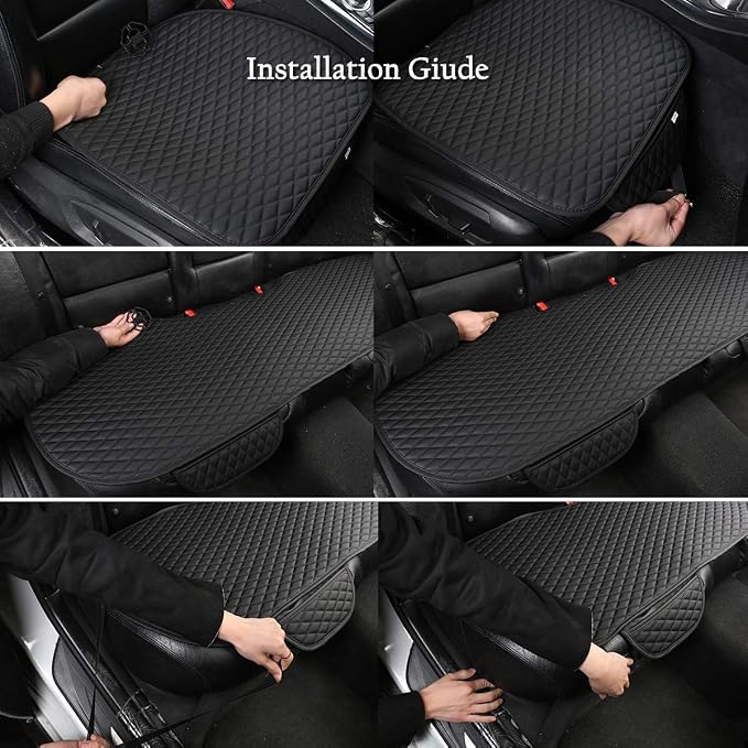 West Llama Pu Leather Car Seat Bottom Covers Protectors Include 1 Pair Front Driver Seat Pad Mat and 1 Rear Bench Cover Universal Fit 90% Vehicles,Pink - Image 7
