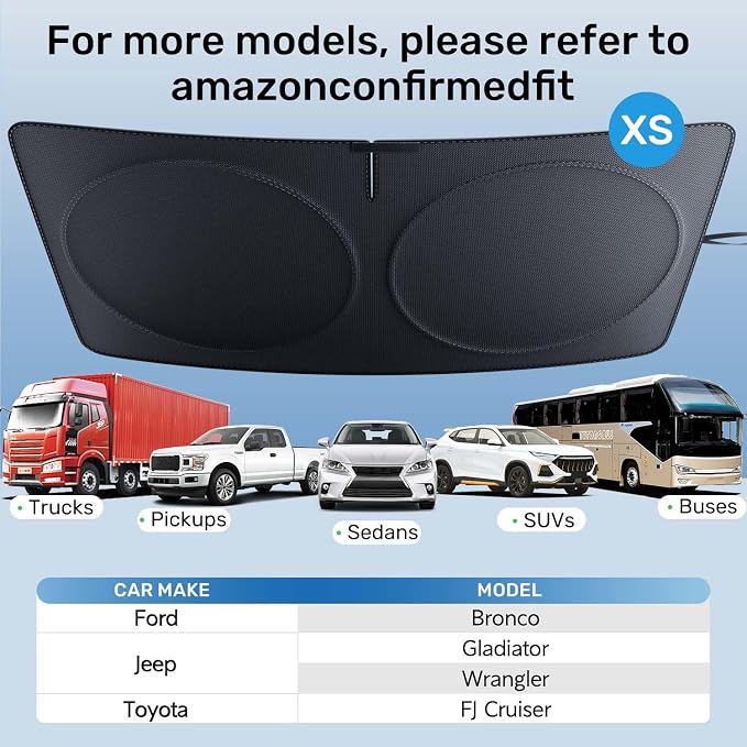 2026 Upgraded Zanch Windshield Sun Shade for Off-Road SUV, 60''x21'' | UV Protection & Heat Reduction, Light-Blocking, Heavy-Duty, Easy to Store&Setup, Keep Interiors Cool, Sun Shield for Parking - Image 7