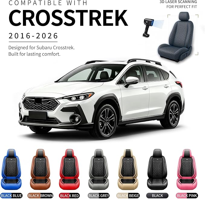 for Subaru Crosstrek 2016-2026 Car Seat Covers, Full Set, Beige | Luxury Full Coverage Leather Seat Protectors, Waterproof Breathable, Non-Slip, Easy to Install, Airbag Compatible, All-Season - Image 4