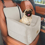 JOEJOY Dog Car Seats for Small Medium Dogs Under 35lbs, Dog Booster Seat with Detachable Washable Cover and Cushion, Memory Foam Pet Car Seat with Safety Belt and Storage Pockets (BGE) - Image 2