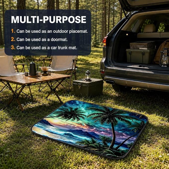 Car Trunk Mat for SUV, 29"x39" Palm Tree Sunset Beach Cargo Liner Protector | All Weather Universal Cargo Liners for Dogs, Car Accessory for SUVs/Sedan/Wagons, Durable Non-Slip Washable Rear Cargo Mat - Image 5