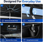 2026 Upgraded Car Umbrella Sun Shade Cover with StorageDock Organizer, Windshield Shade Umbrella, 360° Flexible Shaft, UV Protection Heat Shield, Foldable Front Window Sunshade, 57" x 33" - Image 5