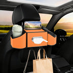 7-In-1 Car Seat Back Organizer with Cup Holders, Tissue Box, Garbage Can&Hooks, Multifunctional Headrest Storage Organizer, Headrest Cup Holder for Backseat, Car Accessories for Trips, Travels(Orange) by Hiitytin