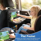 Backseat Car Organizer with Upgraded Foldable Tray Table, Oxford Cloth Car Seat Back Storage Organizer, Tablet Tray and Seat Protector Kick Mat, Includes 2 Hooks - Image 6
