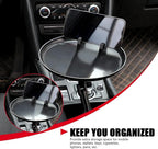Frienda Car Cup Holder Tray, Eating Table with Phone Slot, 360 Swivel | Universal Fit Vehicle Boats Golf Carts, Adjustable Height Angle, Lap Dining Surface Adults Drivers, Durable Black Finish - Image 2