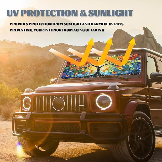 Tree of Life Car Windshield Sunshade, Universal Fit, 59L x 31.5W Inch, UV Protection, Easy to Use and Store - Image 5