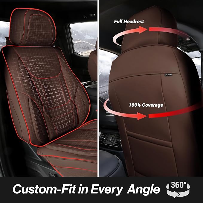 Coverland Premium Car Seat Covers Front Seats Waterproof Interior Protector | Interior Protector Airbag Compatible for RAV4, Sportage, Forester, Corolla Cross, C-HR, RDX [Dark Brown - Size Chart A24] - Image 4