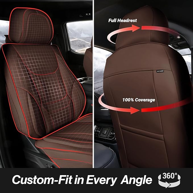 Coverland Premium Custom Fit Truck Car Seat Covers Full Set Seat Waterproof | Airbag Compatible Non-Slip Seat Cover for 2015-2026 Colorado, 2015-2026 Canyon [Dark Brown - Size Chart X53] - Image 4