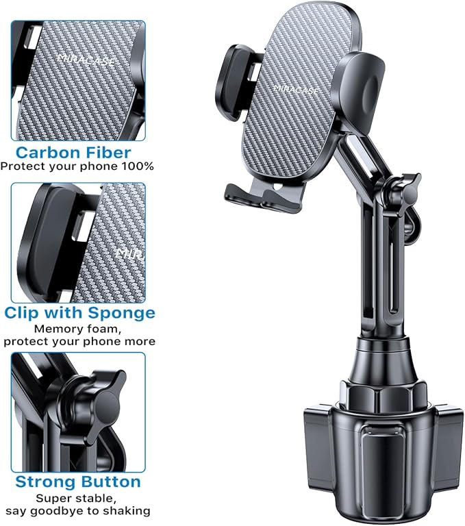 miracase [Latest Upgraded Universal Cup Phone Holder for Car, [Rotatable & Adjustable] Long Neck Car Cup Holder Phone Mount Compatible with iPhone, Samsung, Google & More Smartphones - Image 6