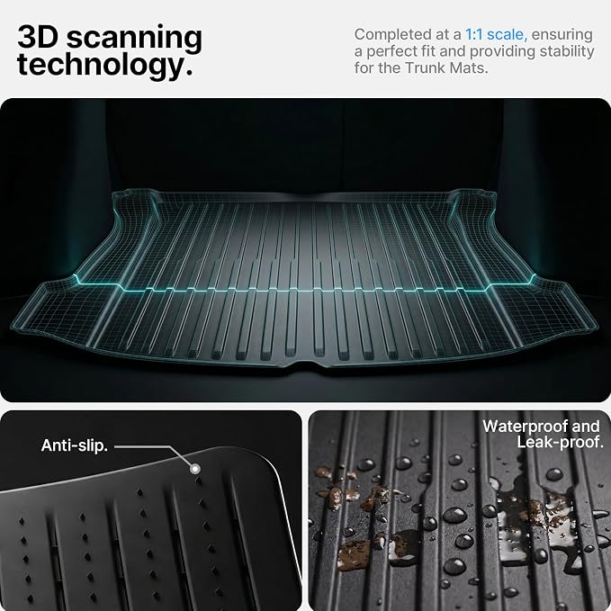 All Weather Cargo Liners for Tesla Model 3 Trunk Mats,Front Frunk and Rear Trunk Tray Mats Protector 2021 2022 2023 Accessories - Image 6