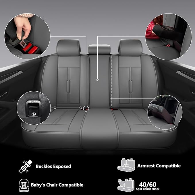Universal Fit Premium Beige Leather 5-Seats Car Seat Covers | Waterproof full-set seat protector for Cars,SUVs,Trucks,airbag-safe,wipe-clean,10-min install,all-season car seat cushion. - Image 5