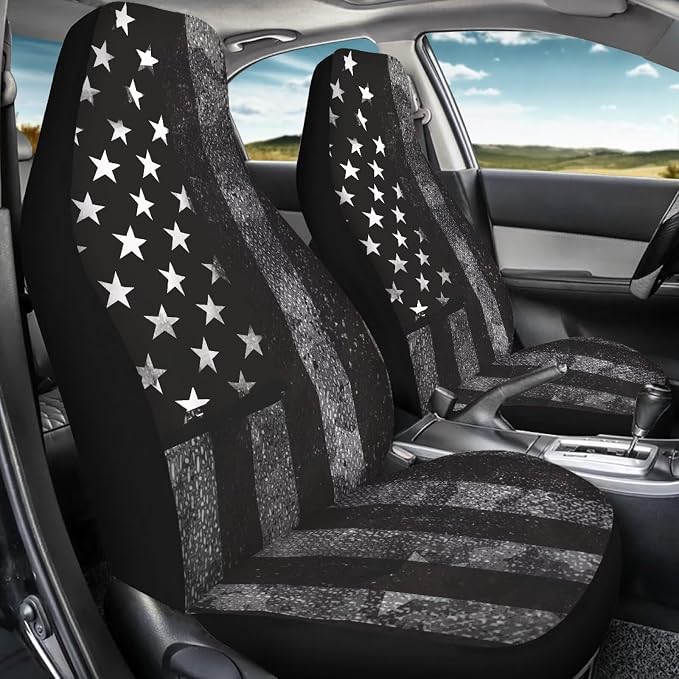 Automotive Seat Covers American Flag Print Seat Cover for Front Seats Only Universal fit for Cars, SUVs, Trucks American Flag Car Accessories Seat Protector - Image 3