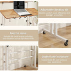 SIDUCAL Mobile Stand Up Desk with USB Ports and Outlets, Adjustable Laptop Desk on Wheels, Home Office Workstation, Rolling Laptop Cart for Standing or Sitting, 31.5" x 23.6" Vintage Oak - Image 8