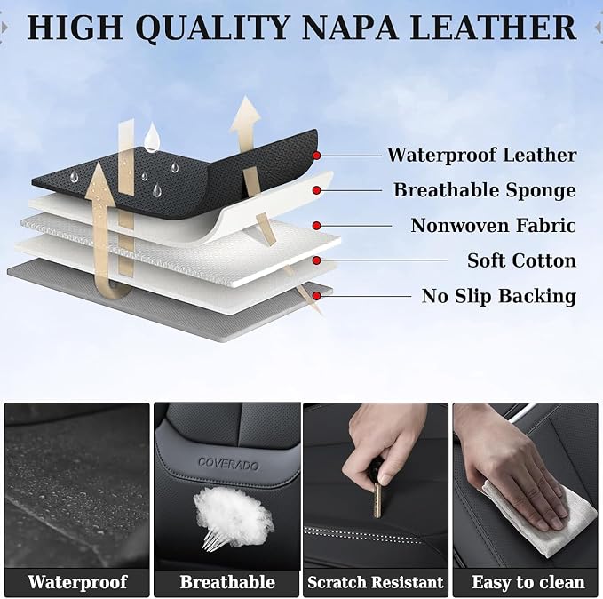 Coverado Seat Covers, Car Seat Covers Front Seats, Car Seat Cover, Car Seat Protector Waterproof, Car Seat Cushion Leather, Seat Covers Carseat Cover Universal Fit for Most Cars Black-Pink - Image 7