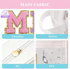 COSHAYSOO Clear MISC Makeup Bag Miscellaneous Stuff Organizer, Small Preppy Chenille Letter Patch Cosmetic Zipper Pouch, Toiletry Make Up Travel Purse Gifts for Teen Girls Women Daughter Sister - Image 3