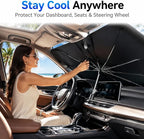 2026 Upgraded Car Umbrella Sun Shade Cover with StorageDock Organizer, Windshield Shade Umbrella, 360° Flexible Shaft, UV Protection Heat Shield, Foldable Front Window Sunshade, 57" x 33" - Image 4