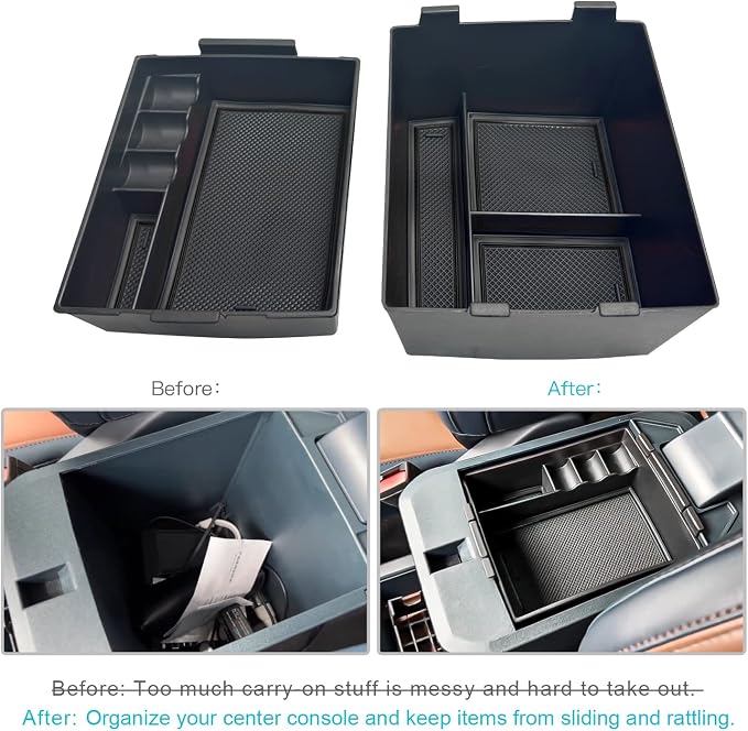 CDEFG for 2022-2026 Ford Maverick Center Console Organizer Tray Accessory | for 2022-2026 Maverick Armrest Trays Storage Box Coin Holder Maverick Truck Accessories, 2-Pack (Black Trim) - Image 3