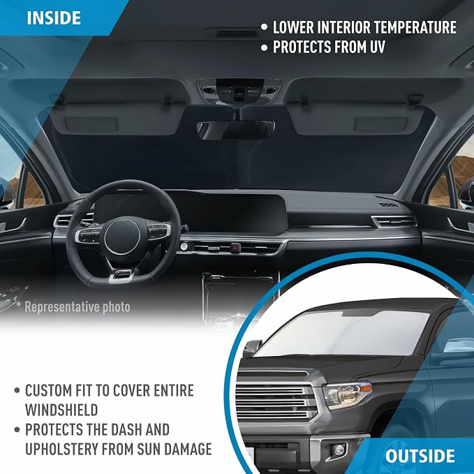 CLIM ART Windshield Sun Shade for Toyota Tundra 2007-2021, Custom-Fit Foldable Car Sunshade, Vehicle Sun Protector, Front Auto Windshield Cover, Car Accessories - WS5029 - Image 5