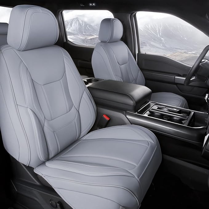 Coverland Custom SUV Car Seat Covers for 2015-2019 Subaru Outback | Premium Waterproof Faux Leather Non-Slip Memory Foam Airbag Compatible Custom Fit Interior Protector [Front Seat-Gray] by Coverland