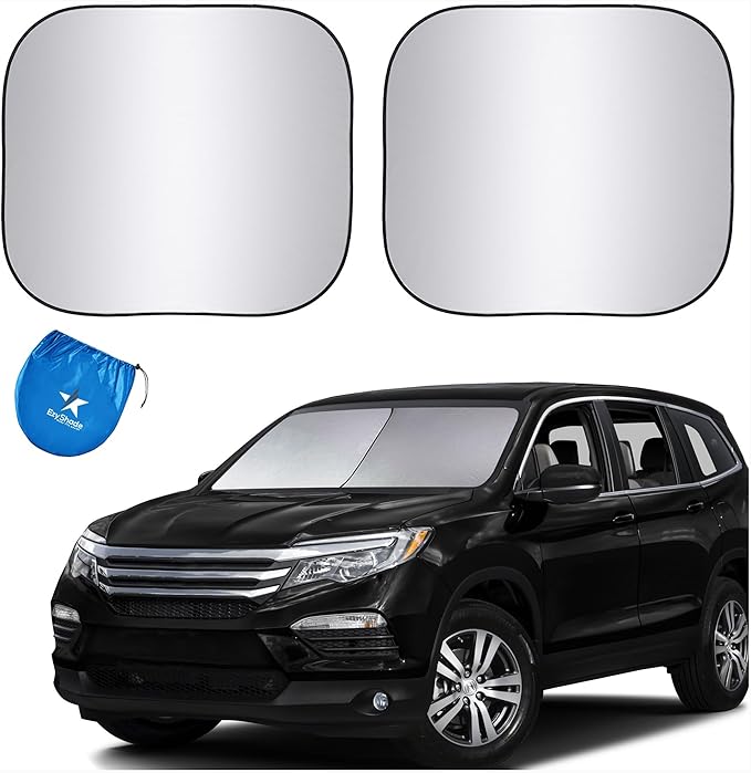 EzyShade Car Windshield Sun Shade. See Vehicle Size-Chart. Large (L) Size | Foldable 2-Piece Sunshade with Shield-X Reflective Technology. Sun Visor for SUV, Truck, Car Window Front. See Size Chart by EzyShade