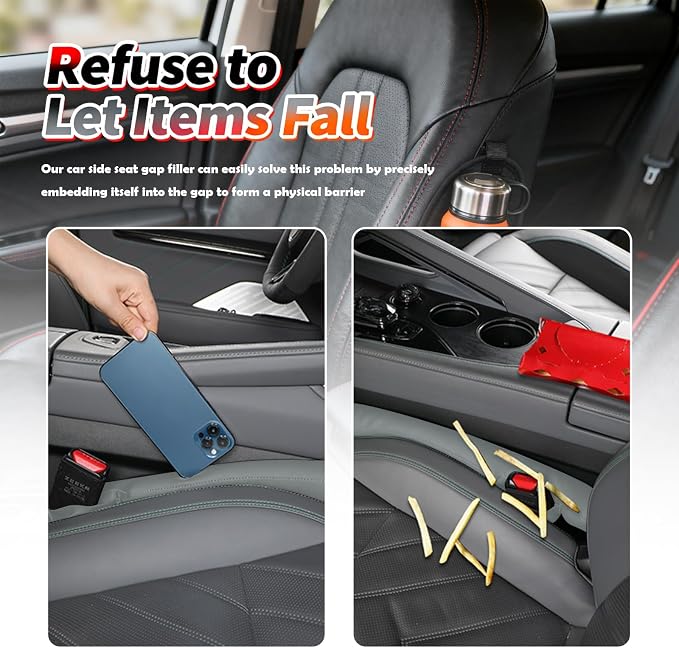 Aokdom 2026 2PCS Upgraded Car Seat Gap Filler with Fixing Ring,Elastic Car Gap Filler to Avoid Dropping Cell Phones/Keys,Essential Cars Gaps Seat Fillers Cars Accessories (Sage Green) - Image 3