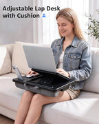 Adjustable Lap Desk with Cushion Stroage Rotatable Phone Stand | Laptop Lap Desk with 8 Angles Adjustable Mouse Pad and iPad Stand for Bed Couch Car Home Office, Fits up to 14" Laptop - Image 8