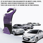 Bling Car Seat Headrest Hooks Purple Car Accessories for Women Crystal Rhinestone Auto Seat Back Hanger Storage Organizer for Purse Handbag Coat, Universal Purse Hook for SUV Truck（4PCS Purple） - Image 6