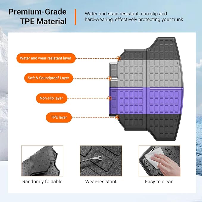 powoq Trunk Mat Compatible with 2012-2016 Honda CRV Trunk Liner TPE Cargo Liner Cargo Mat Replacement for 2012 2013 2014 2015 2016 Honda CRV Accessories (Fit 12-16 Model, Trunk Mat) - Image 5