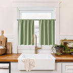RYB HOME 100% Blackout Bathroom Curtains Over Sink 30 inches Long | Heat UV Blocking, Total Room Darkening, Noise Reducing, Curtains for Basement RV Campers, W42 x L30, Sage Green, 2 Panels by RYBHOME