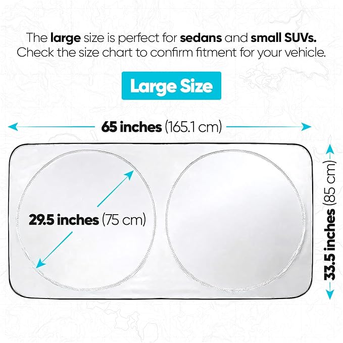 FORTEM Windshield Sun Shade - Sunshade for Car Windshield - 240T Polyester | Foldable Window Shade | Heat & UV Shield | Storage Bag - Image 3