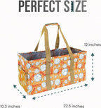Extra Large Utility Tote Bag - Oversized Collapsible Reusable Wire Frame Rectangular Canvas Basket With Two Exterior Pockets For Beach, Pool, Laundry, Car Trunk, Storage - Volleyball - Image 4