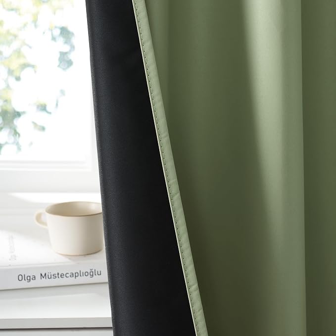 RYB HOME Bedroom Blackout Curtains 80 inches Long, 100% Blackout | Thermal Insulated, Noise Reducing, Curtains for Living Room Nursury, For Sleep, W42 x L80, Biscotti Beige - Image 3