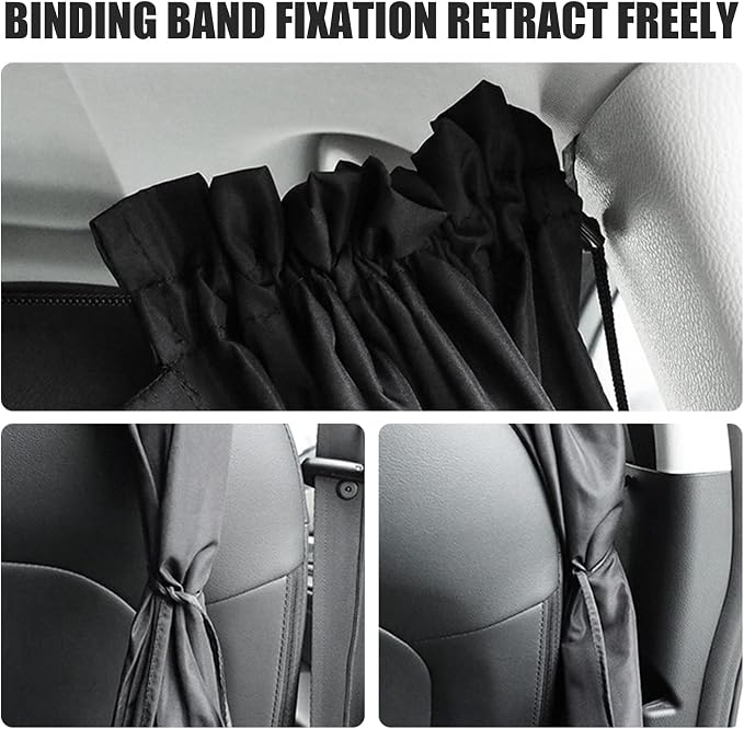Car Privacy Curtains, Universal Car Window Shades Light Blocking Sunshades, Auto Blackout Curtains Baby Shades Wide Sedan SUV Sunshade Screen Covers for Travel Camping Nap Sleeping (3 pcs) - Image 3