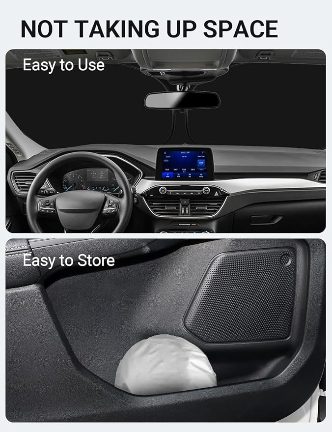 Proadsy Custom Fit 2020-2026 Ford Escape Windshield Sun Shade, Blocks Heat | 240T Heat Shield, Drops Temp 54°F, Blocks 99% UV, Prevents Dashboard Cracking, Summer Parking & Beach Trips, Easy Twist-Fold - Image 9