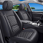 Seat Covers Fit for GMC Sierra 1500/2500/3500 HD 2007-2025,Premium Leather, Waterproof, All-Weather, Airbag Compatible, Breathable, Seat Protectors, Full Set,Whiteline by Unknown