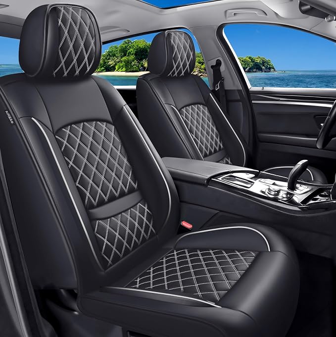 for Subaru WRX 2015-2025 2026 Car Seat Covers, Full Set, Whiteline | Luxury Full Coverage Leather Seat Protectors, Waterproof Breathable, Non-Slip, Easy to Install, Airbag Compatible, All-Season by Unknown